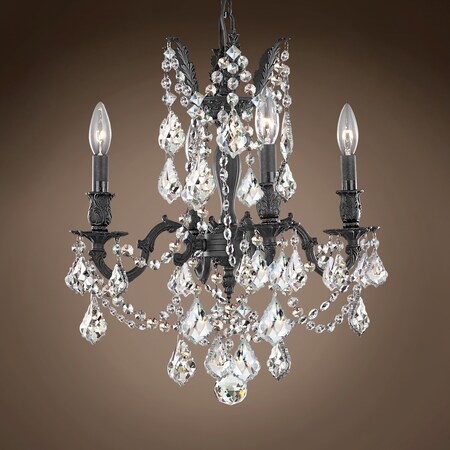Traditional Versailles 4 Light 17" Crystal Chandelier, Dark Bronze Frame with Clear European Crystals, Hanging Ceiling Light